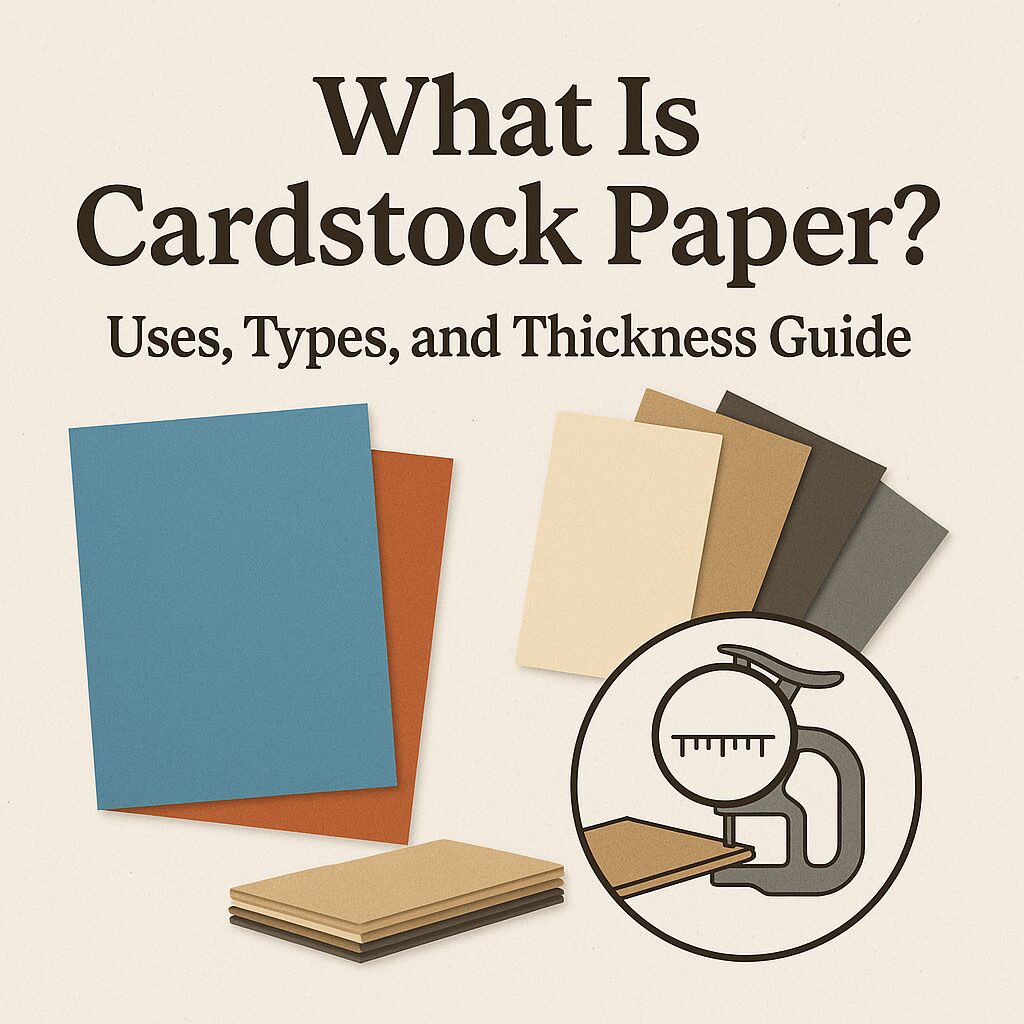 Cardstock paper featured image displaying paper thickness, uses, and material types for printing and packaging