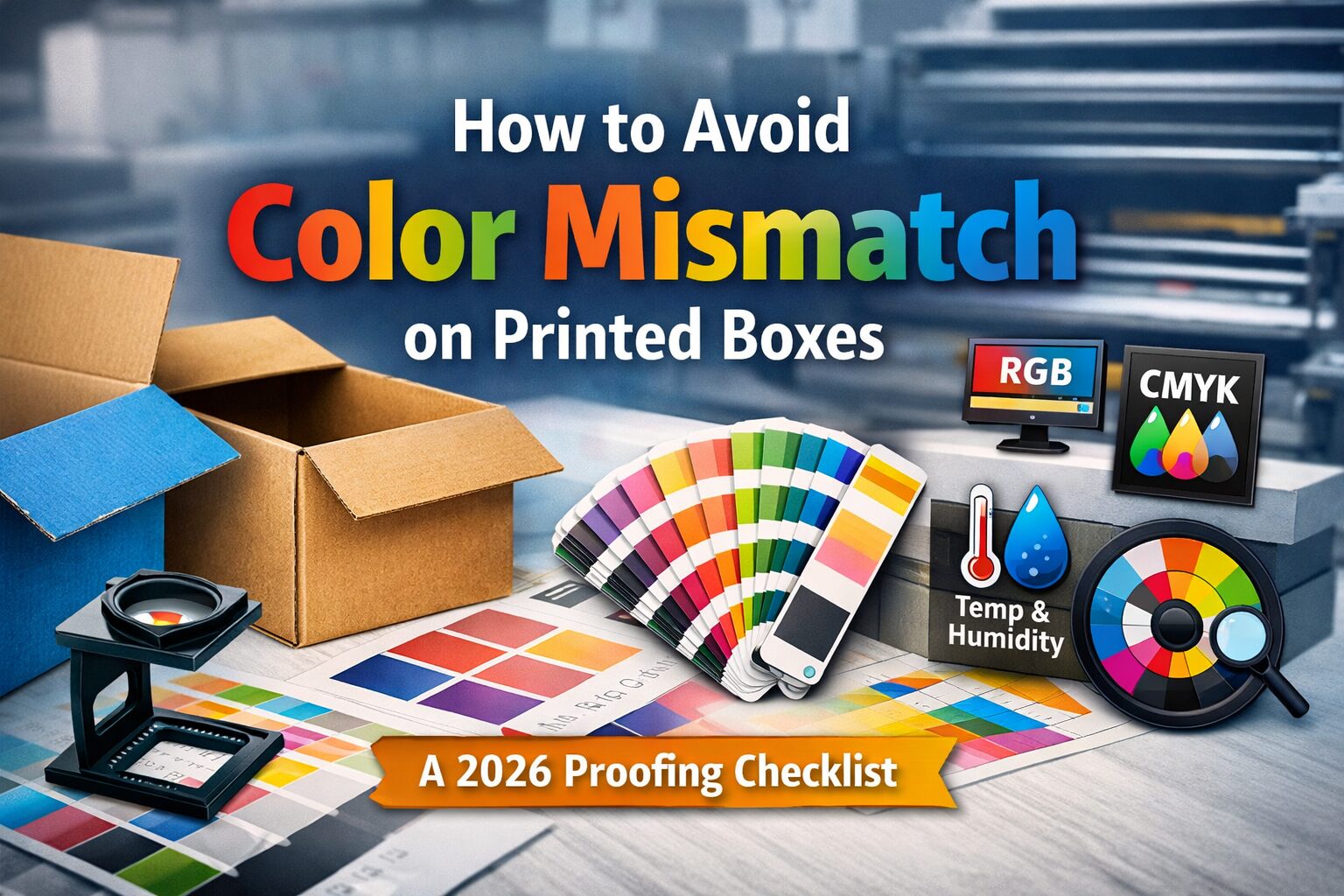 How to avoid color mismatch on printed boxes – 2026 proofing checklist with RGB vs CMYK, Pantone swatches, and packaging color accuracy tools